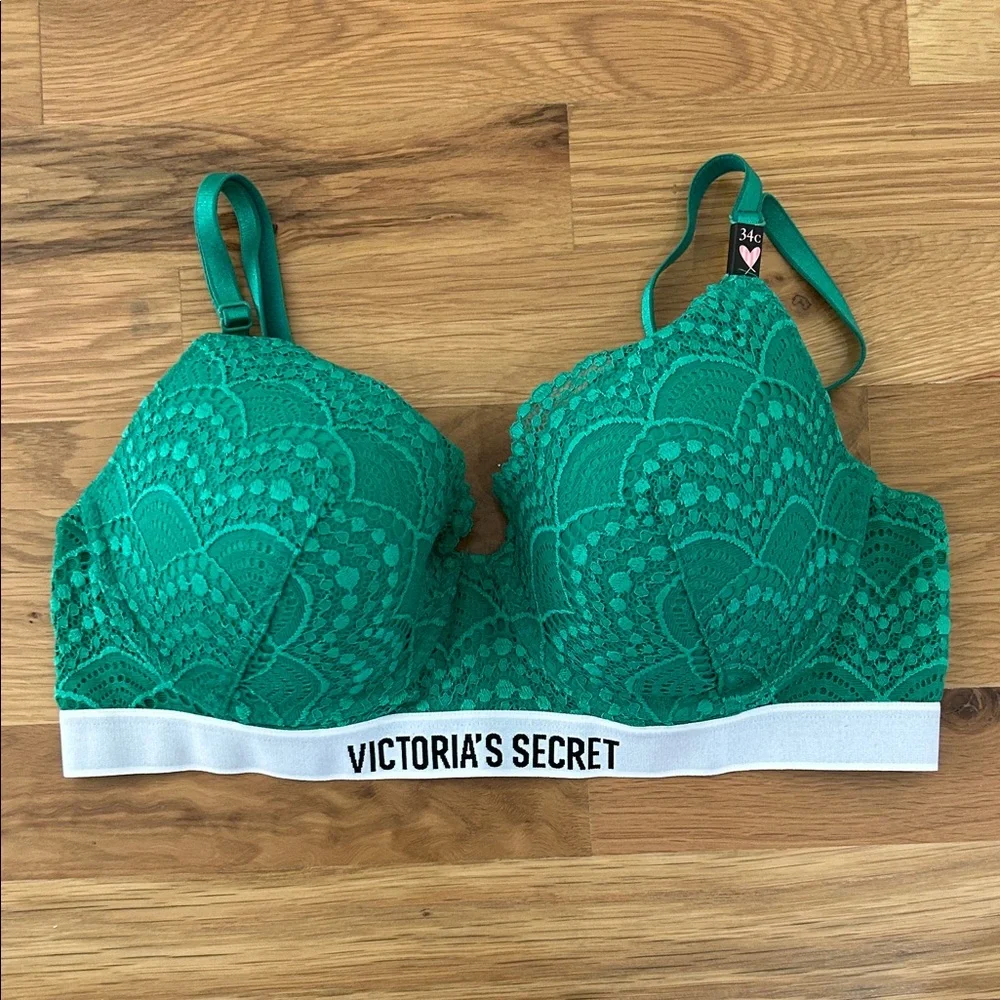 NWT Victoria's Secret Teal Lace Bra size 34C - Picture 2 of 8